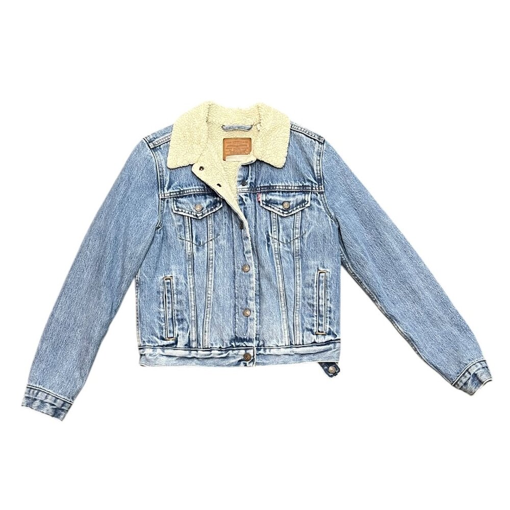 Vintage Women’s Levi’s Sherpa Lined Denim Jacket Blue Type III USA - Picture 2 of 5